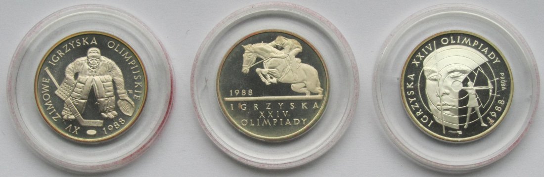  Polen: Drei Olympiamünzen 1987, zusammen 37,1 g Feinsilber   