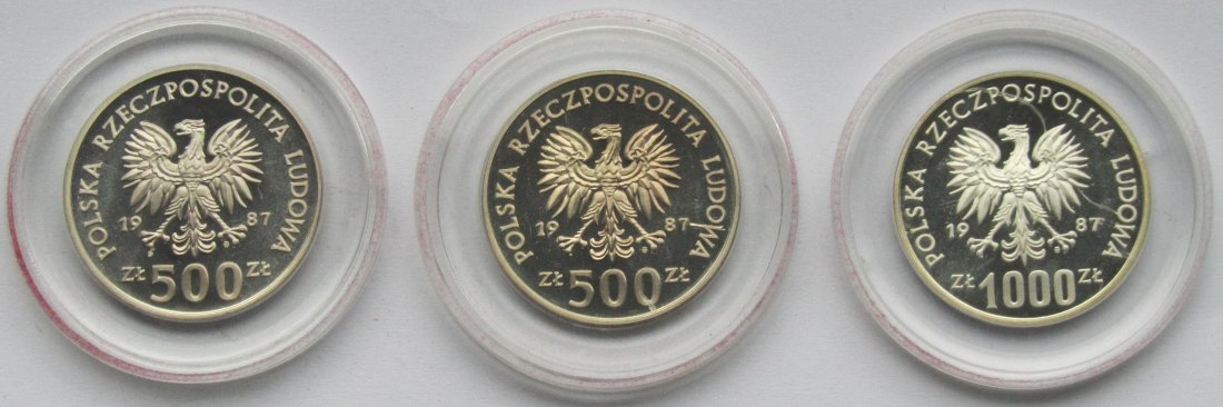 Polen: Drei Olympiamünzen 1987, zusammen 37,1 g Feinsilber   