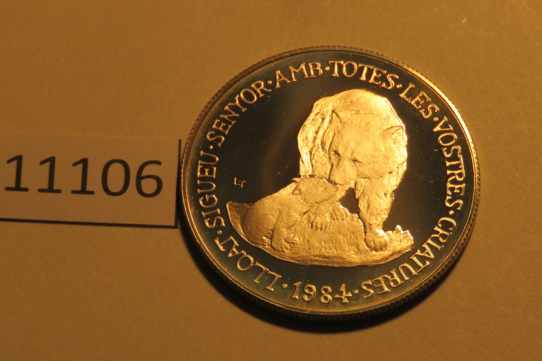  11106  Andorra 1984 - 20 Diners - Bären - 16,0 g SILBER 0.835   