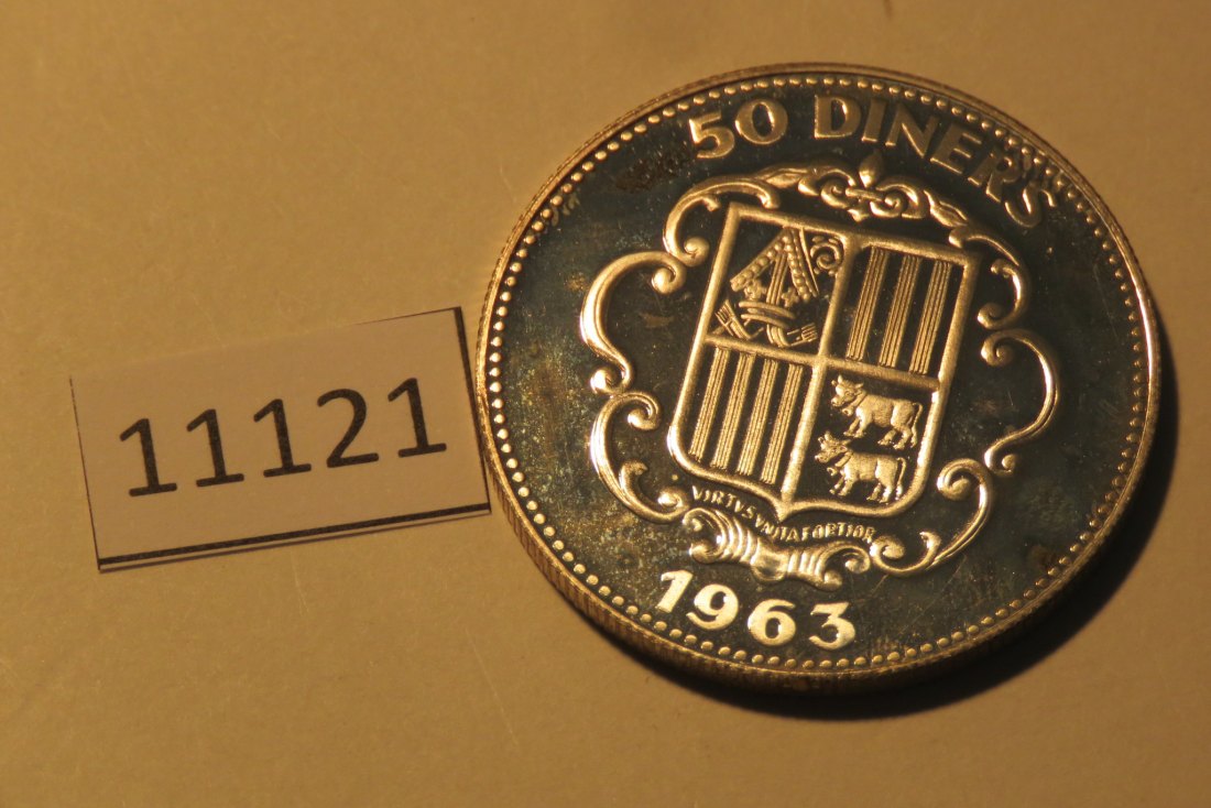  11121  Andorra 1963 - 50 Diners - Bischof Benlloch - 28,0 g SILBER 0.900   