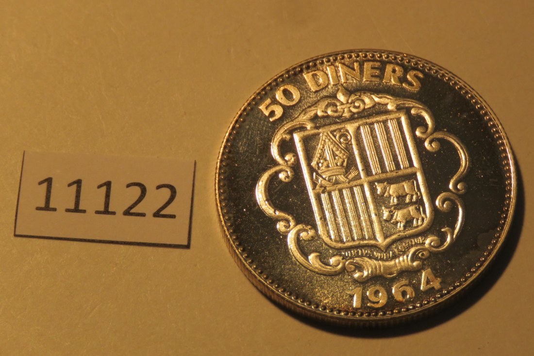  11122  Andorra 1964 - 50 Diners - Napoleon - 28,0 g SILBER 0.900   