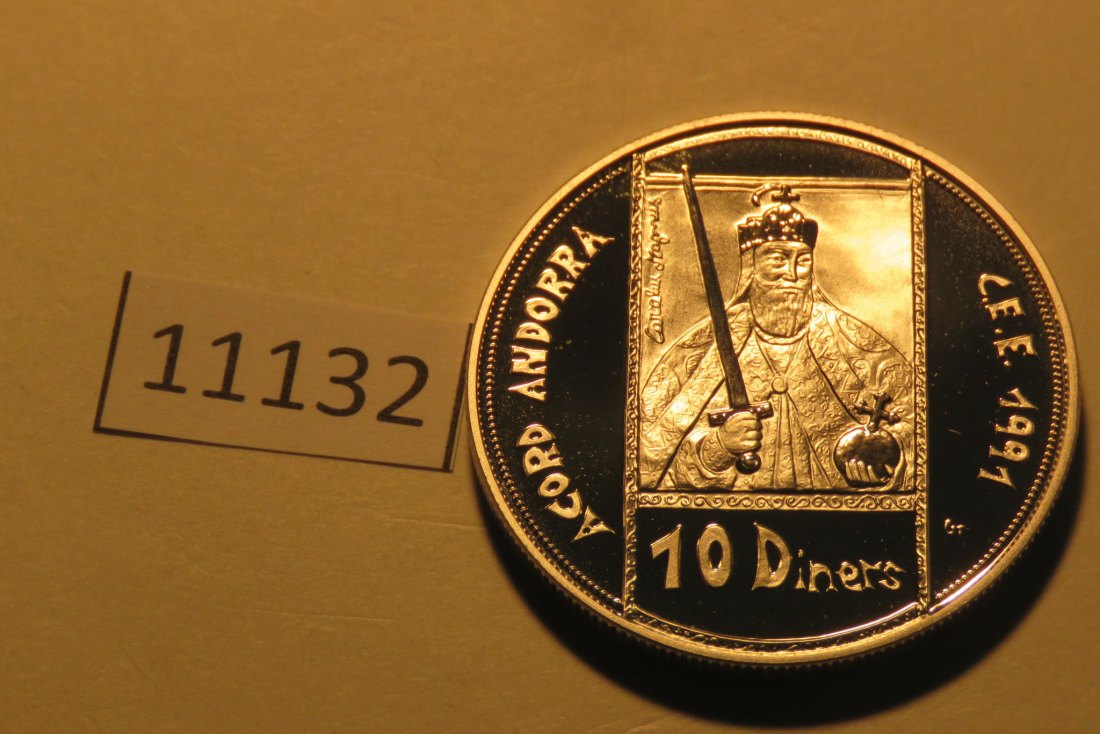  11132  Andorra 1995 - 10 Diners - Karl der Große - 31,47 g SILBER 0.925   