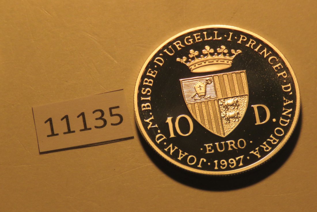  11135  Andorra 1997 - 10 Diners - Europa sitzend mit Schild - 31,47 g SILBER 0.925   