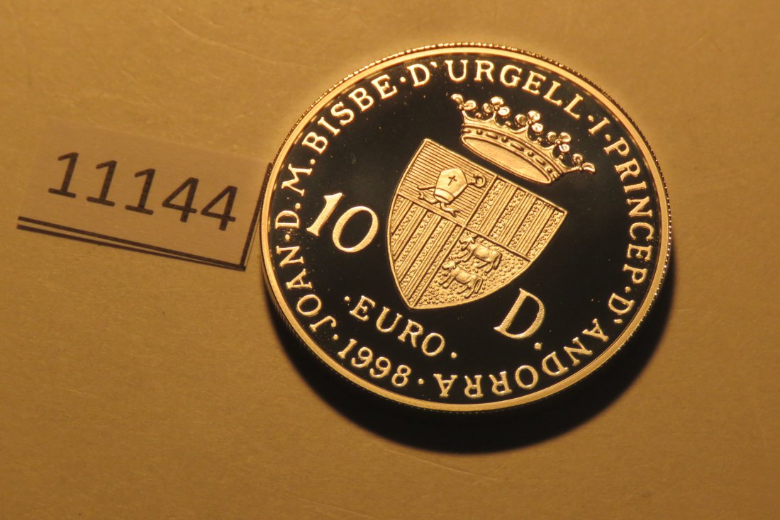  11144  Andorra 1998 - 10 Diners - Europa mit Quadriga - 31,47 g SILBER 0.925   