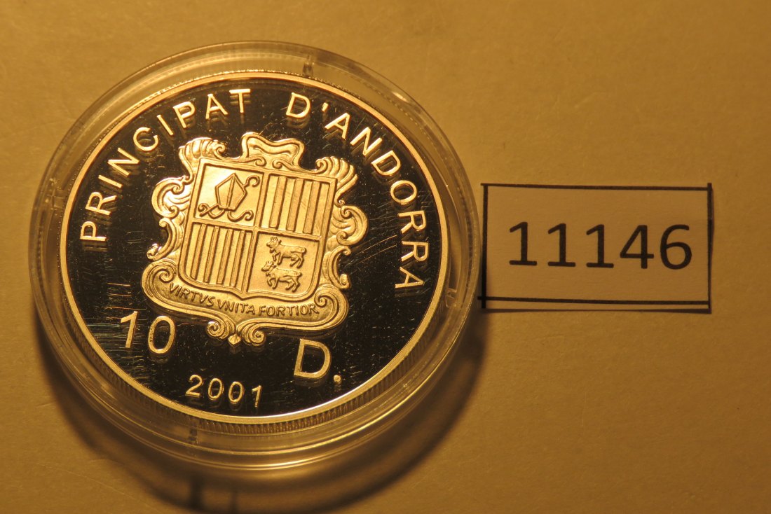  11146  Andorra 2001 - 10 Diners - Quadriga - 31,47 g SILBER 0.925 - Schatulle + Zertifikat   