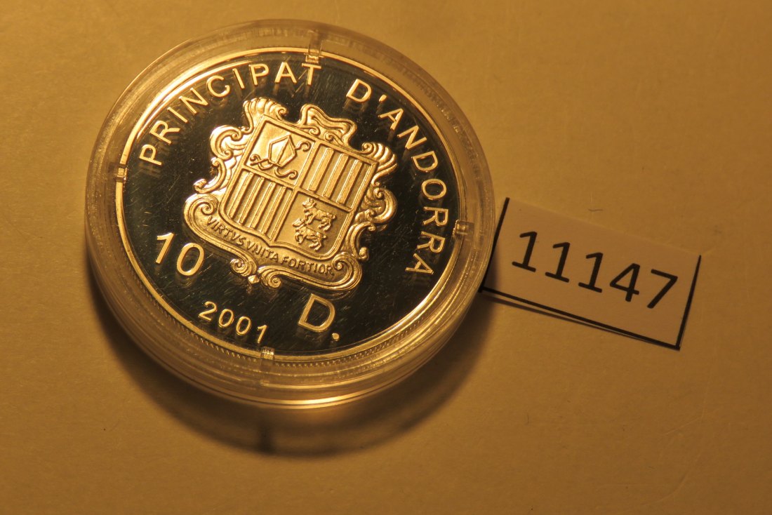  11147  Andorra 2001 - 10 Diners - Concordia Europea - 31,47 g SILBER 0.925 - Schatulle + Zertifikat   