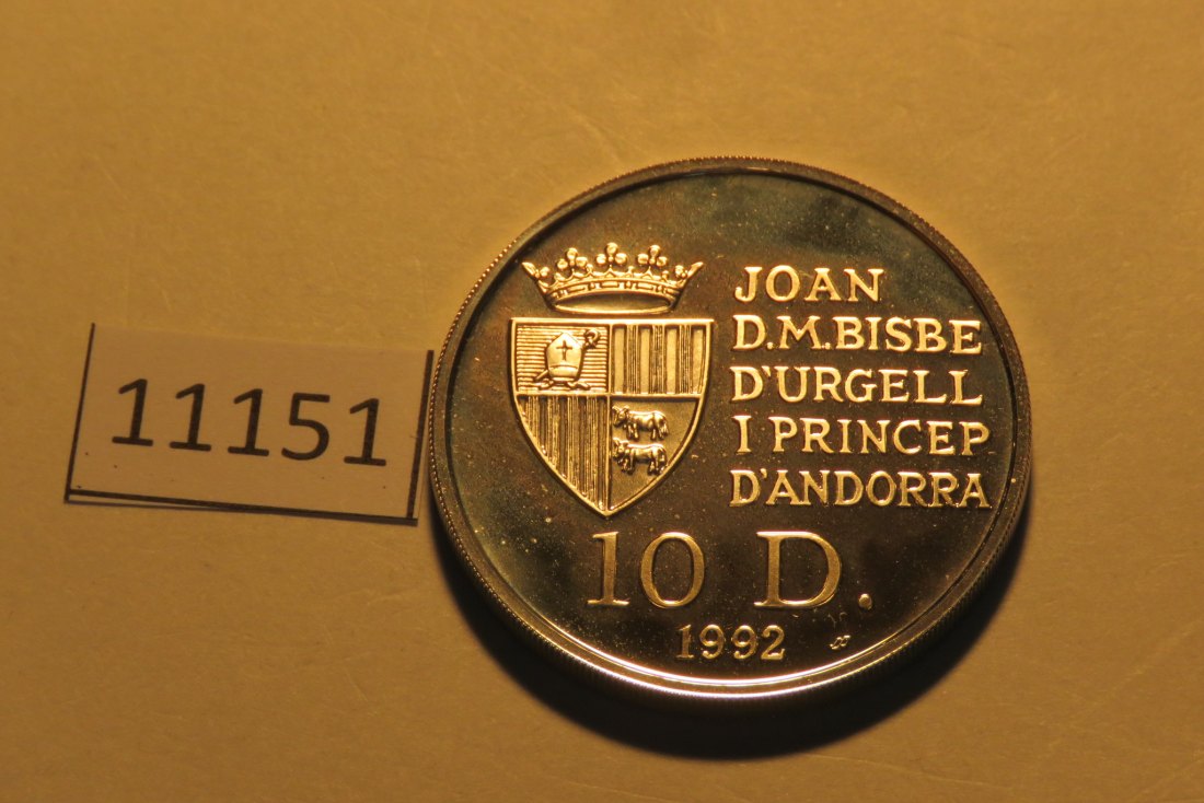  11151  Andorra 1992 - 10 Diners - Entdeckung Amerika - 31,1 g SILBER 0.925   