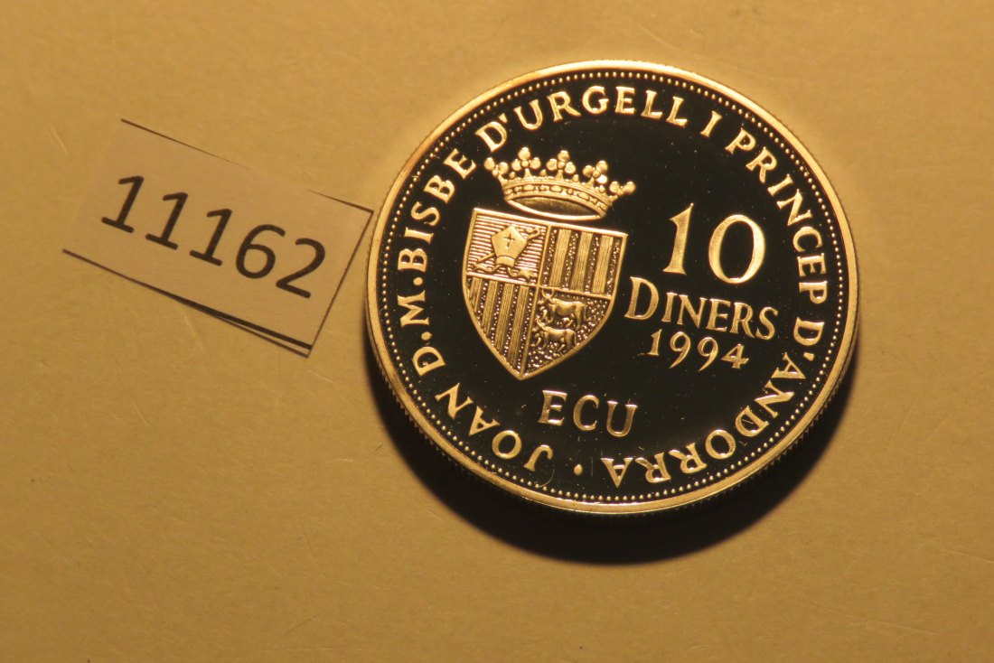  11162  Andorra 1994 - 10 Diners - Frau mit Globus - 31,47 g SILBER 0.925   