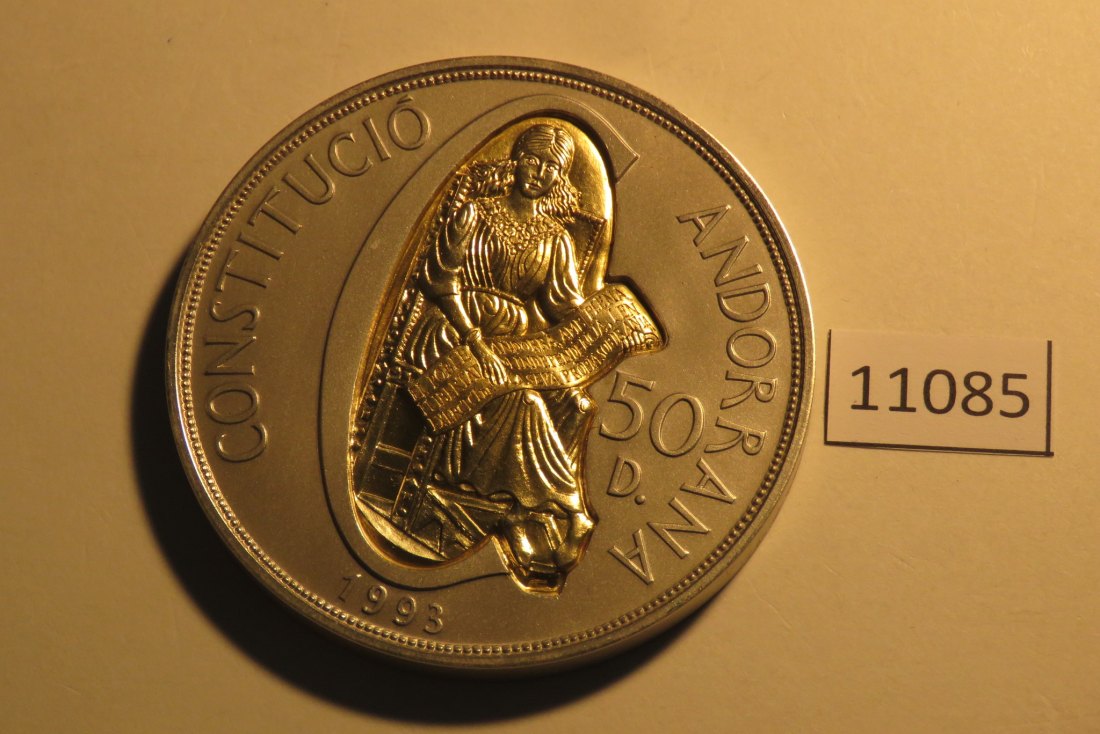 11085 Andorra 1994 - 50 Diners - 155,5 g SILBER 0.925 mit 3,6 g GOLD 0.917   
