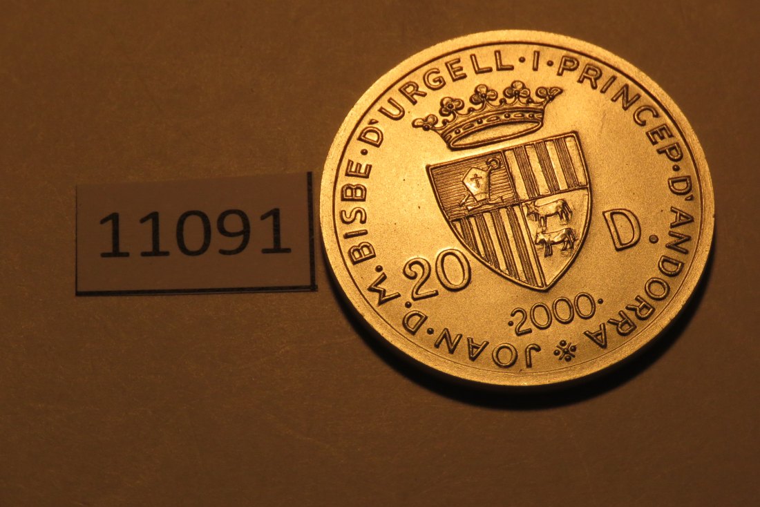 11091 Andorra 2000 - 20 Diners - 26,5 g SILBER 0.925 mit 1,5 g GOLD 0.917   