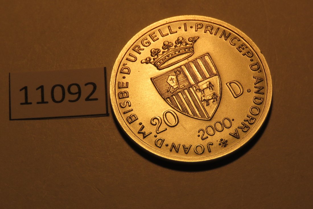  11092 Andorra 2000 - 20 Diners - 26,5 g SILBER 0.925 mit 1,5 g GOLD 0.917   
