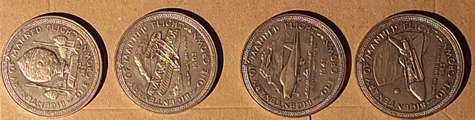  Isle of Man, 4x1Crown, 1983 Elizabeth II, Serie 200 Jahre Luftfahrt Gewicht 113g   