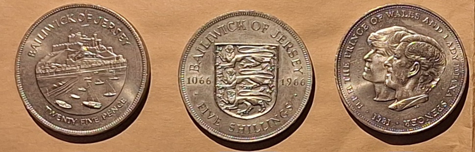 Bailiwick of Jersey, 5Shilling's,1966 Elizabeth II, 1981Prince of Wales+Lady Diana Gewicht 85g   