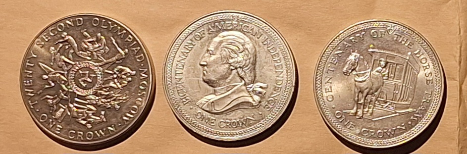  Isle of Man, 3x1Crown, 1980 Elizabeth II, Sommer-Olypiade Moskau Sowjetunion Gewicht 85g   