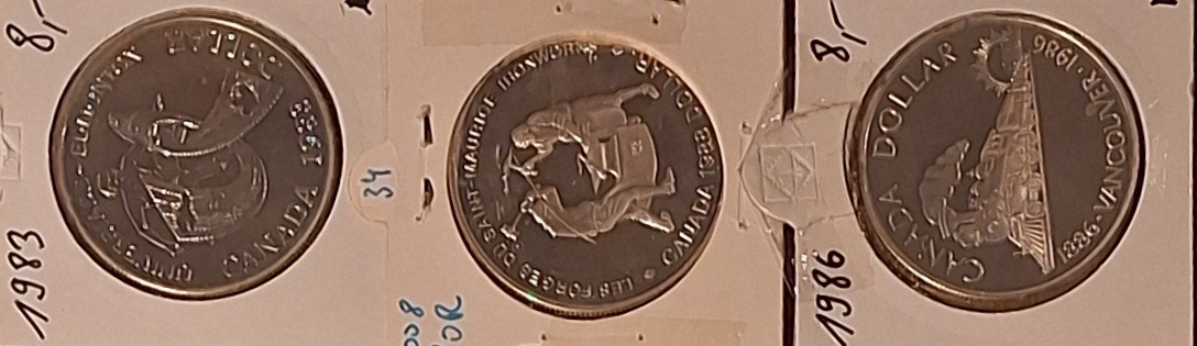  Kanada, Dollar 1983,88 und 86, je 1 Stück Elizabeth II 500er Silber (11,67 fein)   