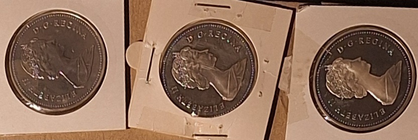  Kanada, Dollar 1983,88 und 86, je 1 Stück Elizabeth II 500er Silber (11,67 fein)   