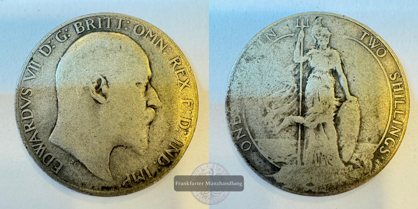  Großbritannien 2 Schilling (Florin) (1902-1910) FM-Frankfurt KM#801 Feinsilber: 10,175g   