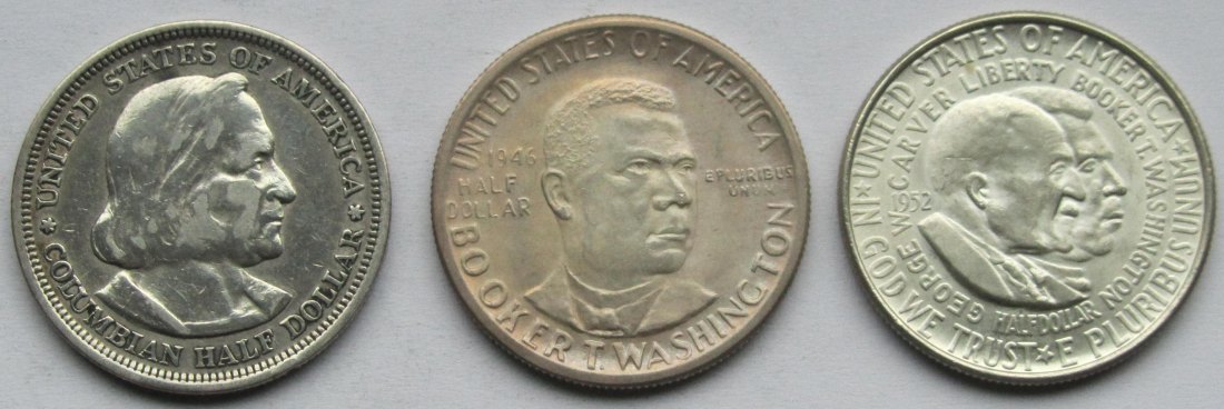  USA Vereinigte Staaten: 3 x 1/2 Dollar Silber (1893 + 1946 + 1952)   