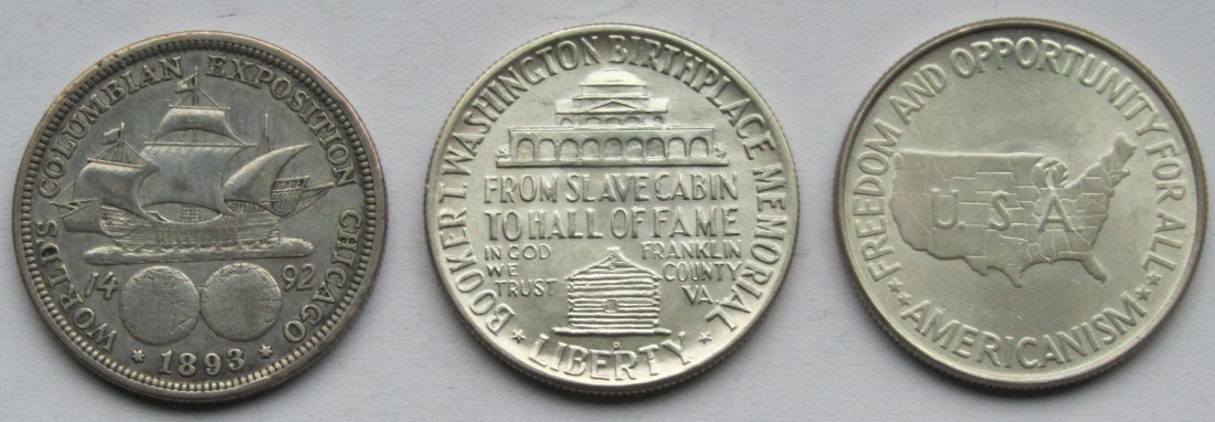  USA Vereinigte Staaten: 3 x 1/2 Dollar Silber (1893 + 1946 + 1952)   