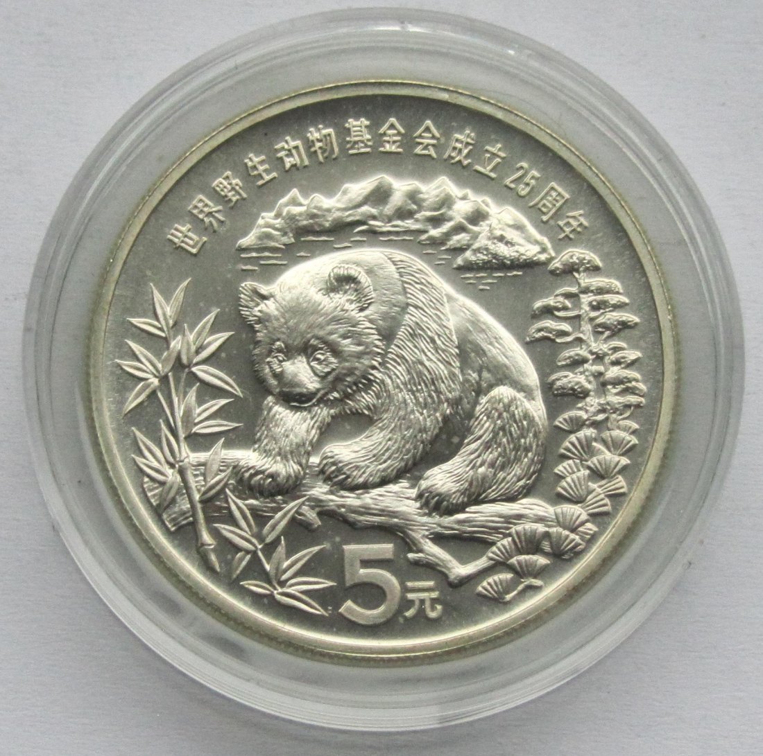  China: 5 Yuan Panda 1986, 20 g Feinsilber   