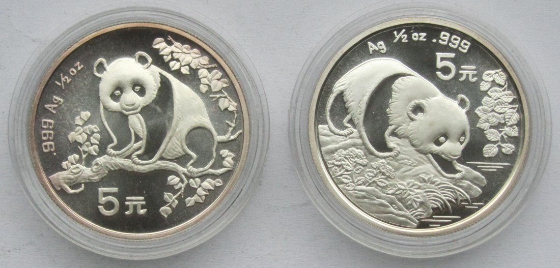  China: 2 x 1/2 Unze Panda 1993 + 1994   