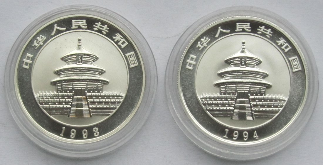  China: 2 x 1/2 Unze Panda 1993 + 1994   