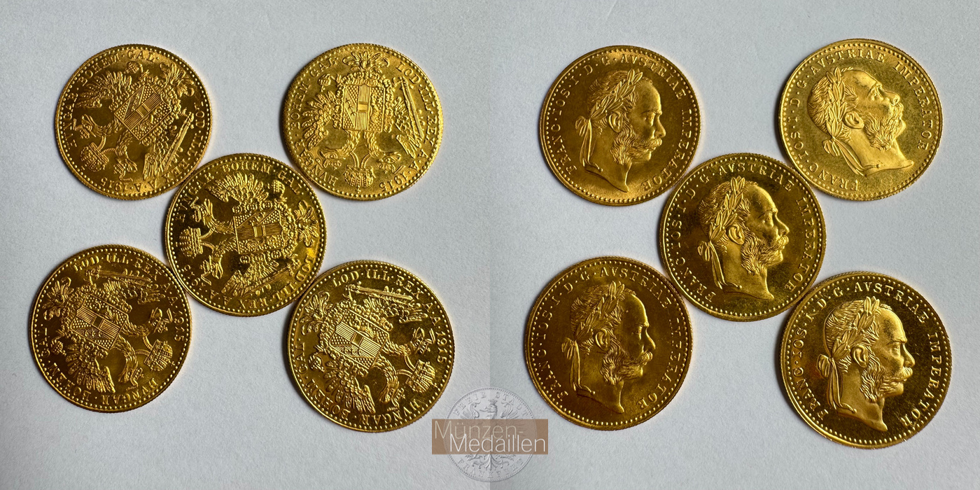  Österreich 5x 1 Ducat Francis Joseph I 1915 (1872-1915) MM-Frankfurt KM#2267 Feingold: 17,206g   