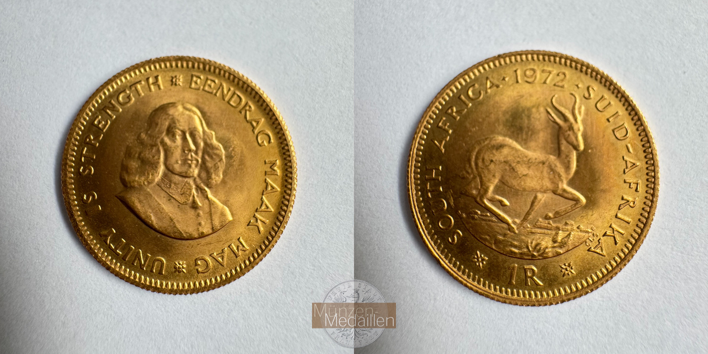  Südafrika 1 Rand Gold 1972 (1961-1983) MM-Frankfurt KM#63 Feingold: 3,66g   