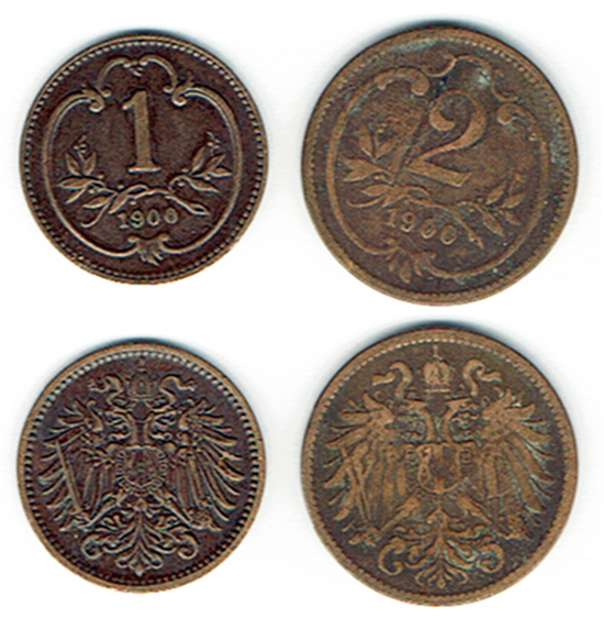  SZAIVERT KAISERREICH ÖSTERREICH FRANZ JOSEPH 1 UND 2 HELLER 1900   
