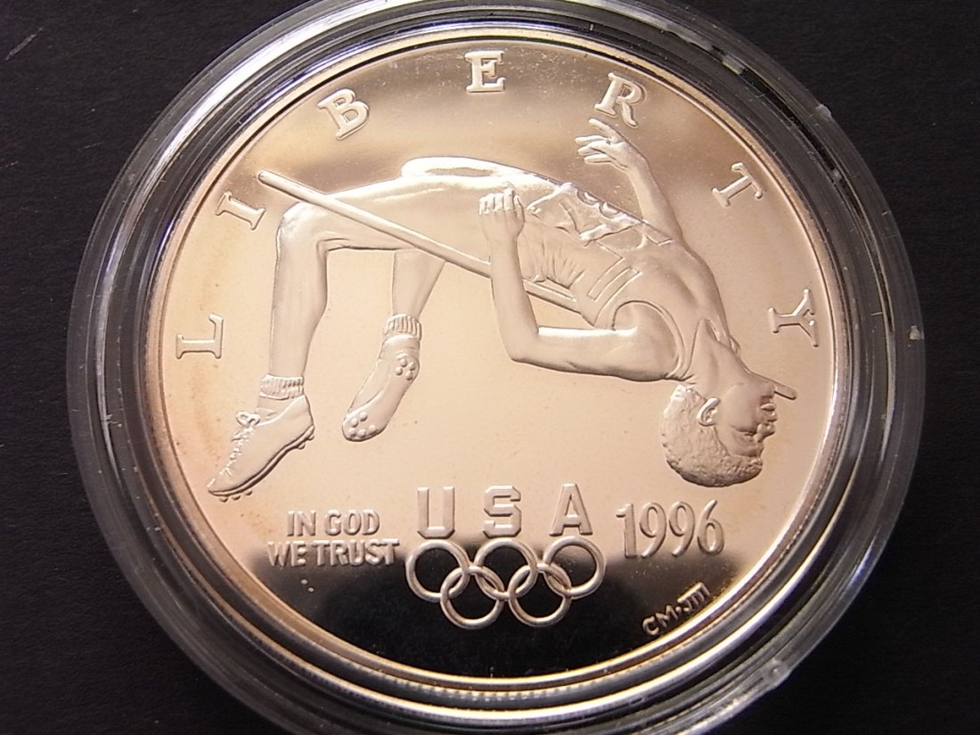  USA 1 Dollar 1995 Olympiade Atlanta Hochsprung Proof Silber   
