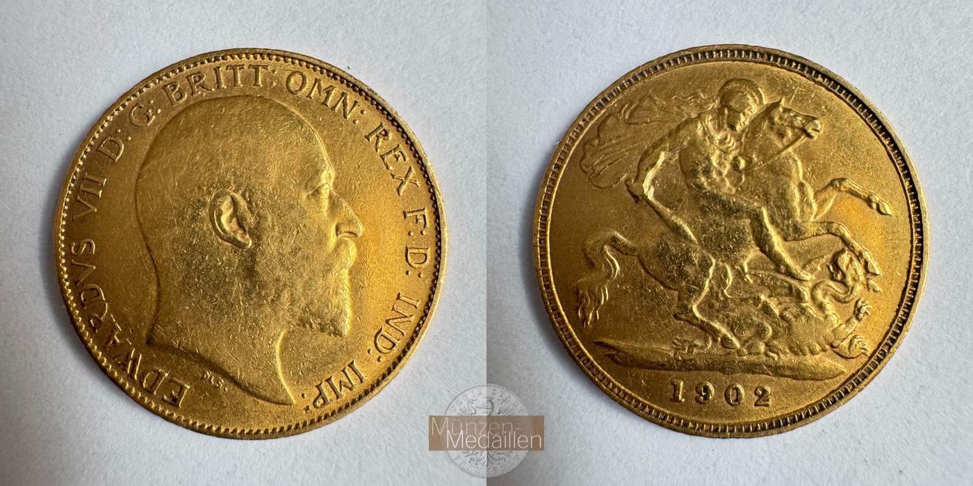  Vereinigtes Königreich 1/2 Sovereign Edward VII 1902 (1902-10) MM-Frankfurt KM#804 Feingold: 3,661g   