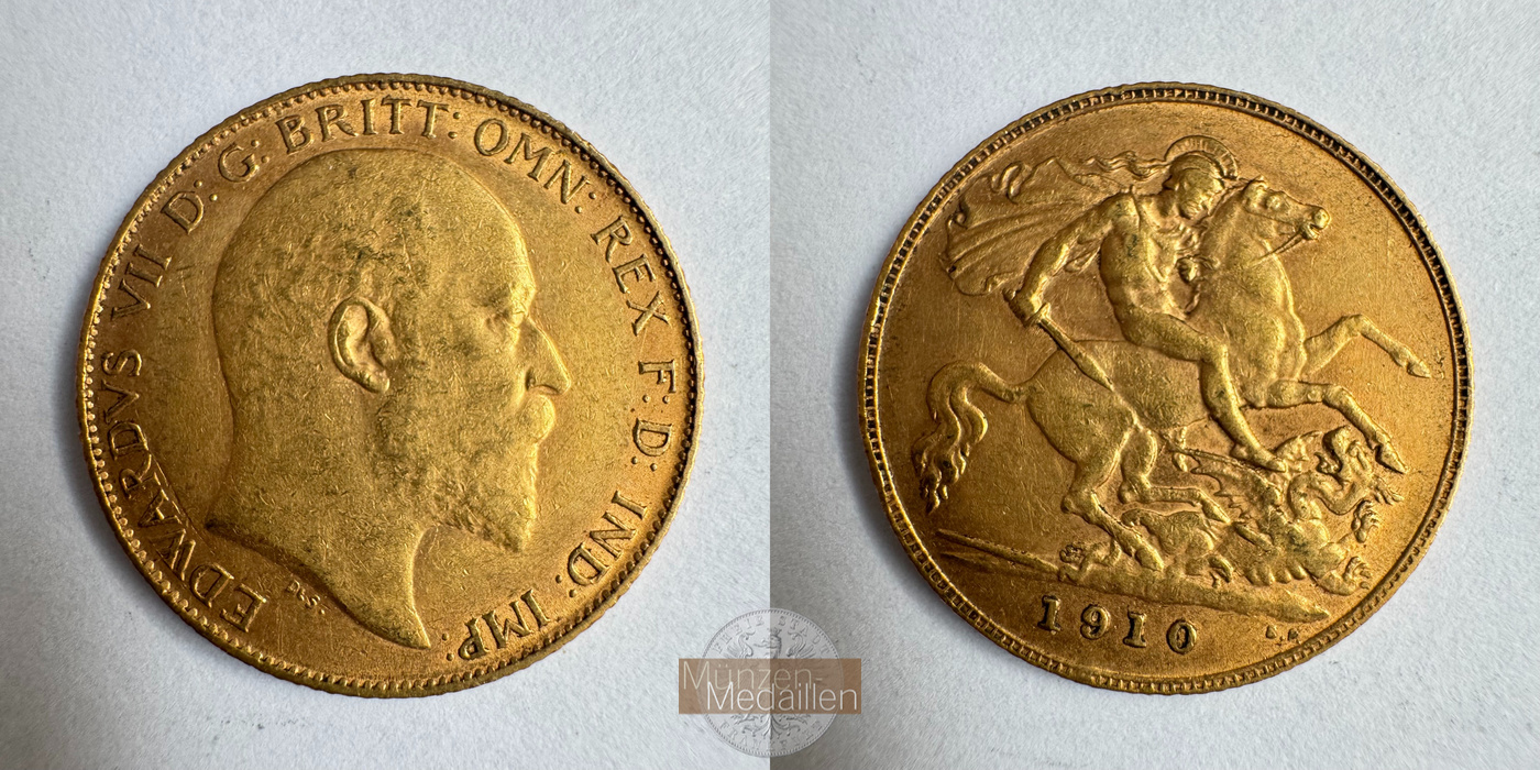  Vereinigtes Königreich 1/2 Sovereign Edward VII 1910 (1902-10) MM-Frankfurt KM#804 Feingold: 3,661g   