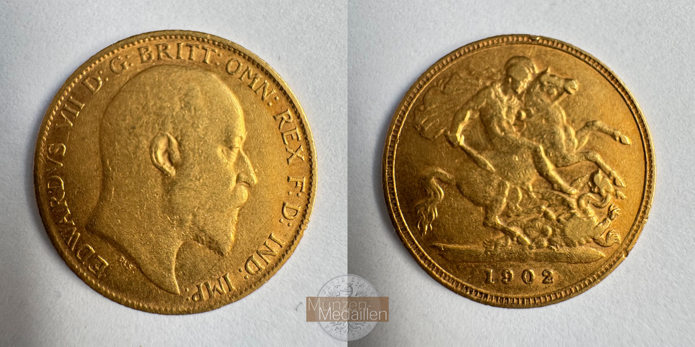  Vereinigtes Königreich 1/2 Sovereign Edward VII 1902 (1902-10) MM-Frankfurt KM#804 Feingold: 3,661g   