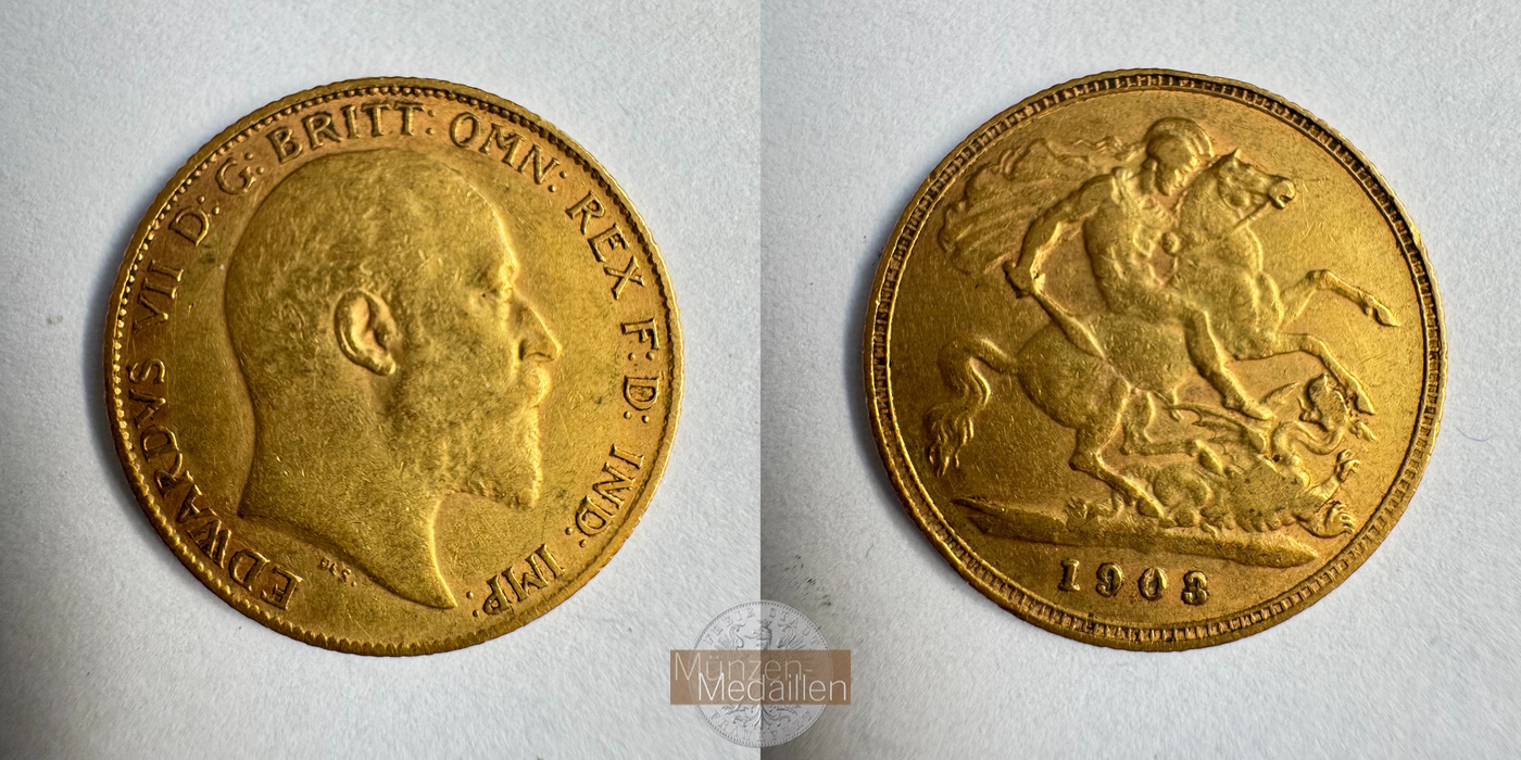  Vereinigtes Königreich 1/2 Sovereign Edward VII 1903 (1902-10) MM-Frankfurt KM#804 Feingold: 3,661g   