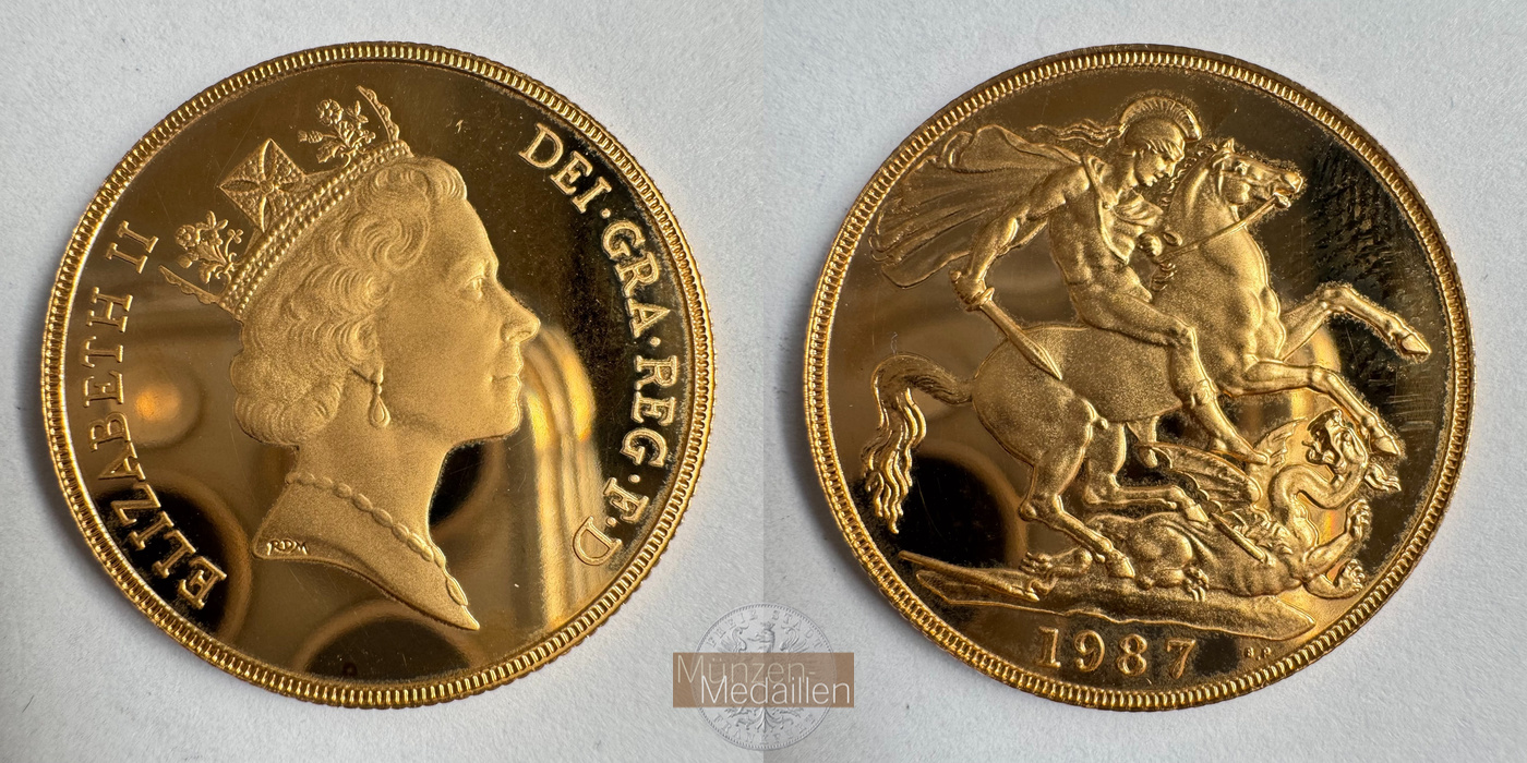  Vereinigtes Königreich 2 Sovereigns Elizabeth II 1987(1985-96) MM-Frankfurt KM#944 Feingold: 14,649g   