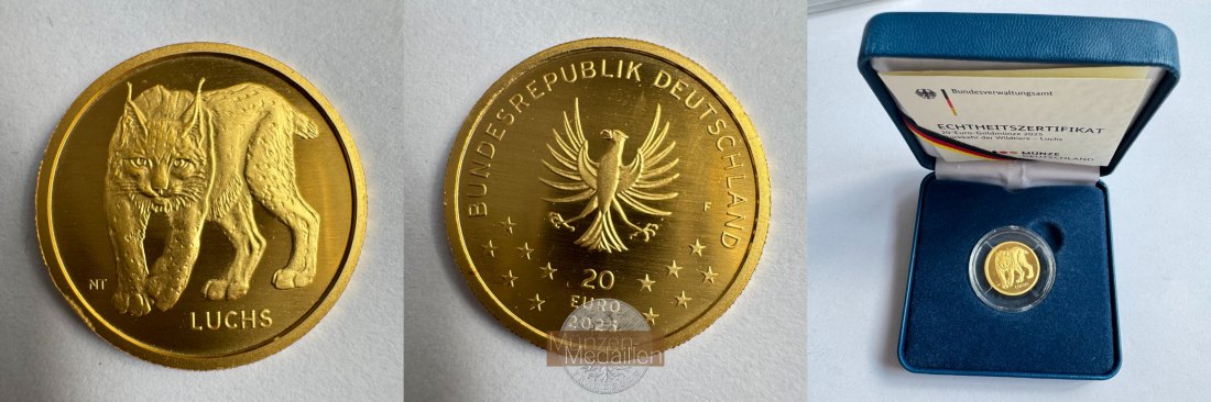  Deutschland 20 Euros (Lynx) 2025 MM-Frankfurt KM#461 Feingold: 3,89g   