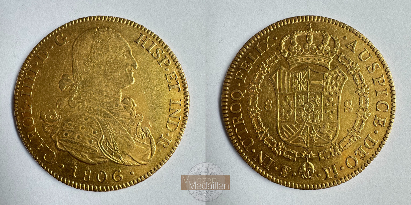  Bolivien 8 Escudos Charles IV 1806 (1791-1808) MM-Frankfurt KM#81 Feingold: 23,686g   