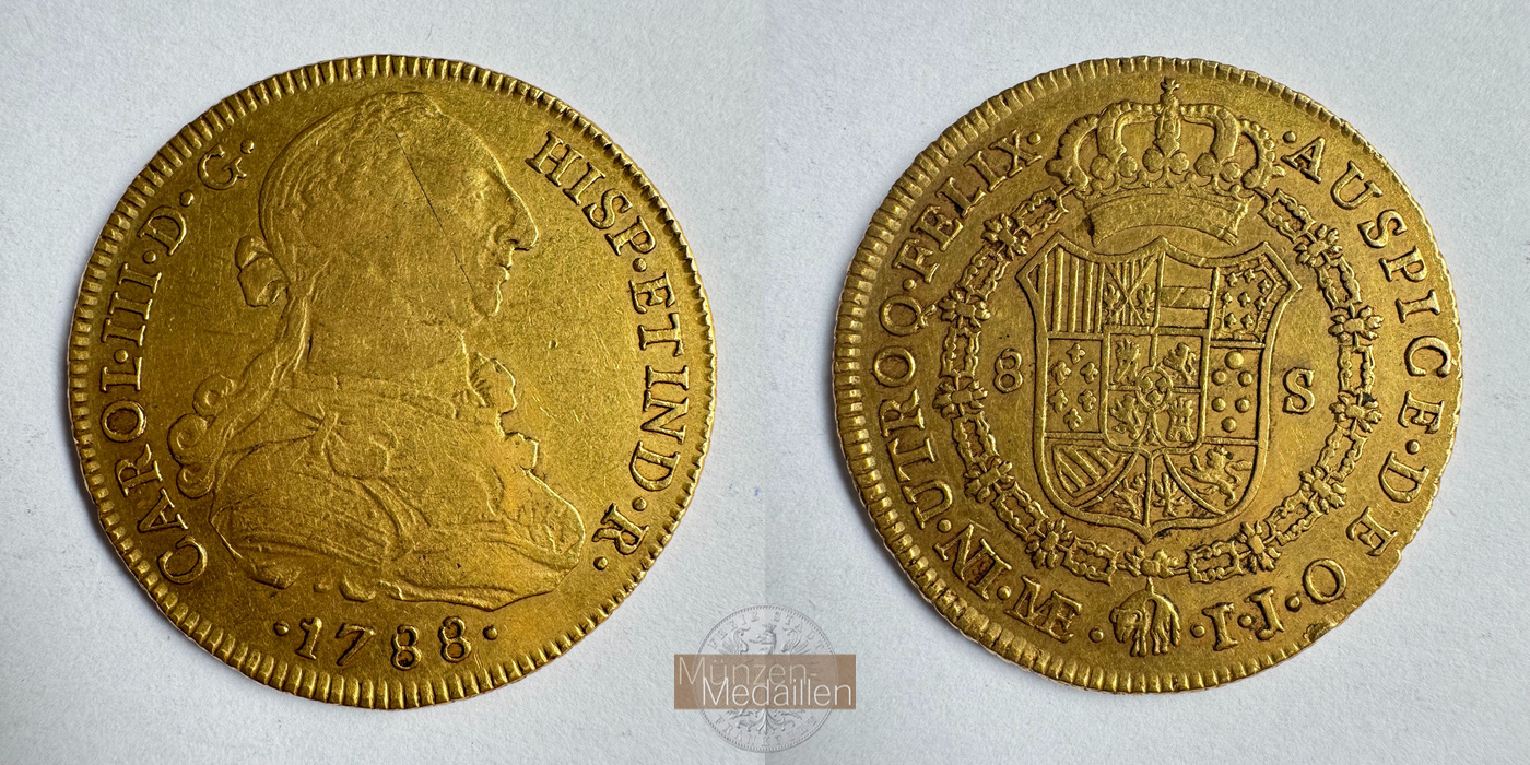  Peru 8 Escudos Charles III 1788 (1784-89) MM-Frankfurt KM#82a Feingold: 23,68g   