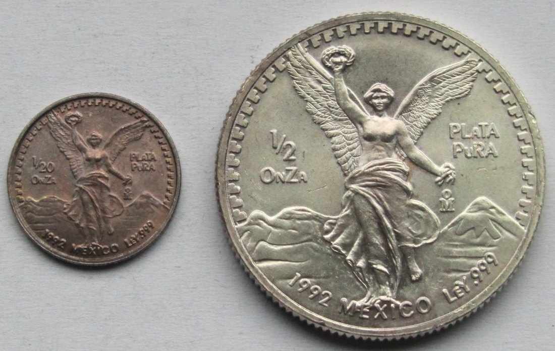  Mexiko: 1/20 + 1/2 Silberunze Libertad 1992   