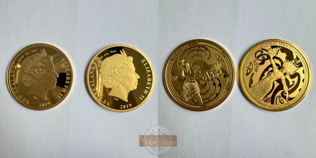  Neuseeland 2x 10 Neuseeland Dollars 2019 (Maui and the Goddess of Fire) MM-Frankfurt Feingold: 31,2g   