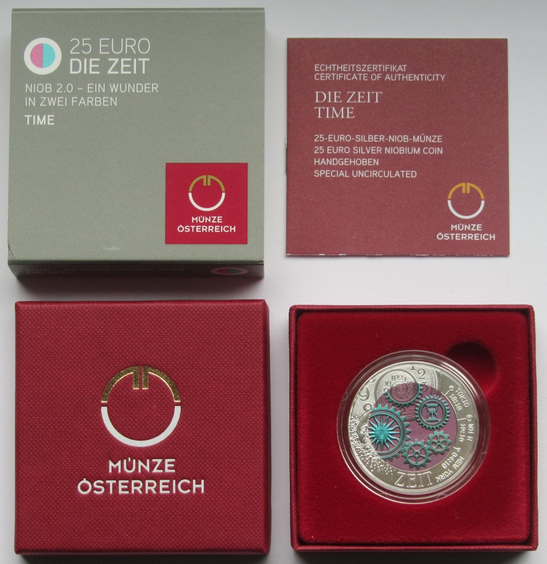  Österreich: 25 Euro Niob Zeit 2016   