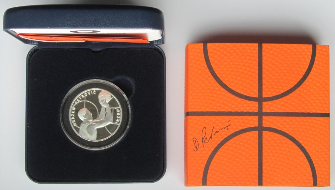  Kroatien: 4 Euro Drazen Petrovic 2024, 1 Unze Feinsilber   