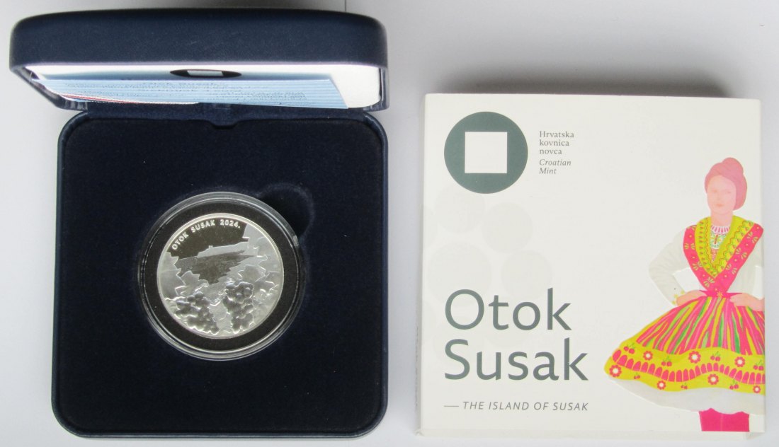  Kroatien: 4 Euro Insel Susak 2024, 1 Unze Feinsilber   