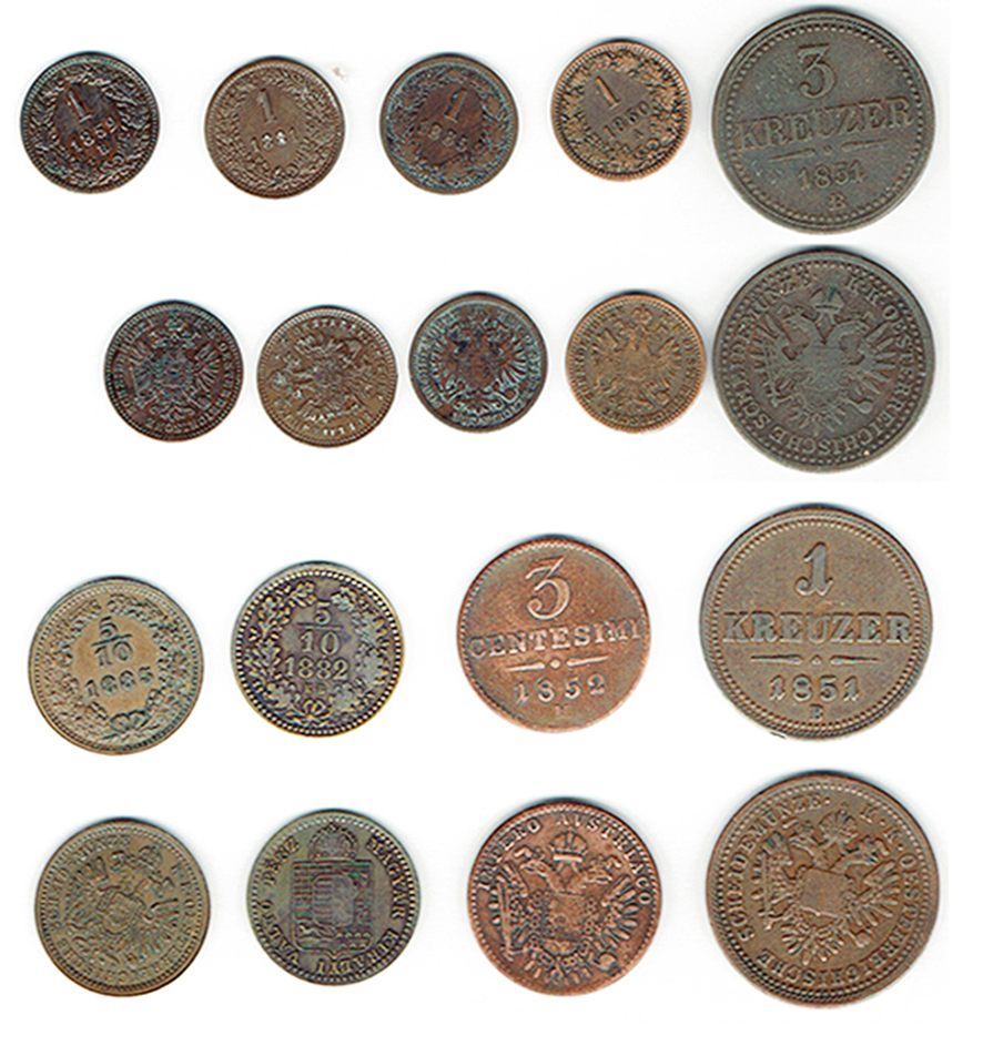  SZAIVERT KAISERREICH ÖSTERREICH FRANZ JOSEPH 3 1 5/10 KREUZER 3 CENTESIMI 1852 M BRONZE   