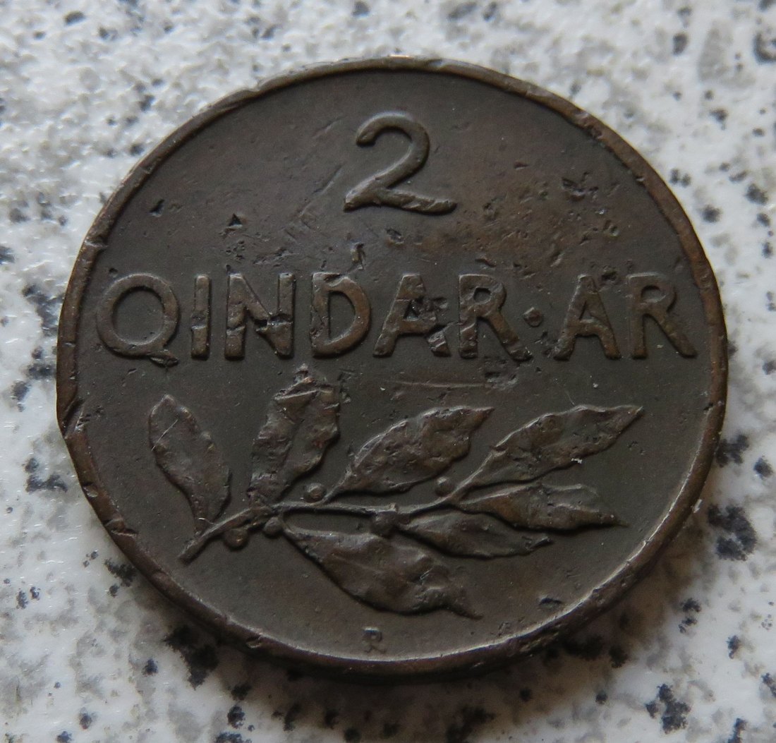  Albanien 2 Qindar Ari 1935   