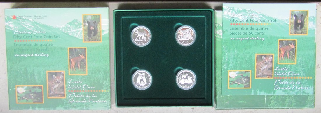  Kanada: Satz Little Wild Ones 1996, 4 x 50 Cents, zusammen 34,4 g Feinsilber   