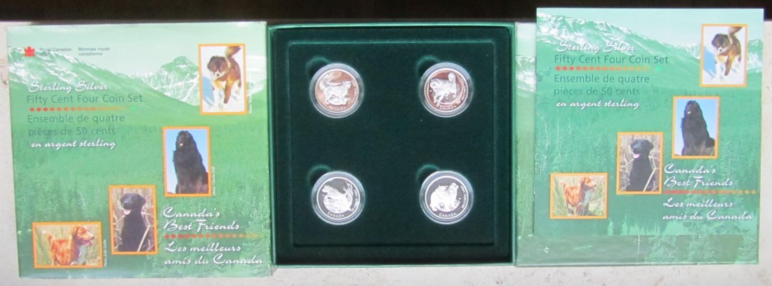  Kanada: Satz Canada's Best Friends 1997, 4 x 50 Cents, zusammen 34,4 g Feinsilber   