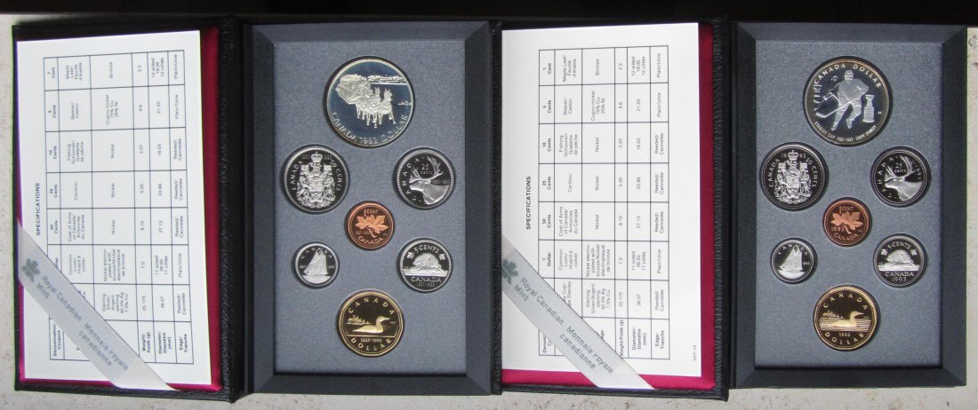  Kanada: Kursmünzensätze 1992 + 1993, zusammen 46,6 g Feinsilber   