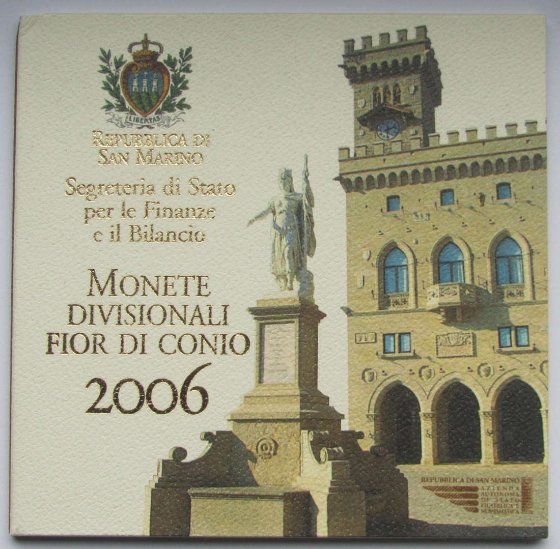  San Marino: Kursmünzensatz 2006, enthält 16,7 g Feinsilber   
