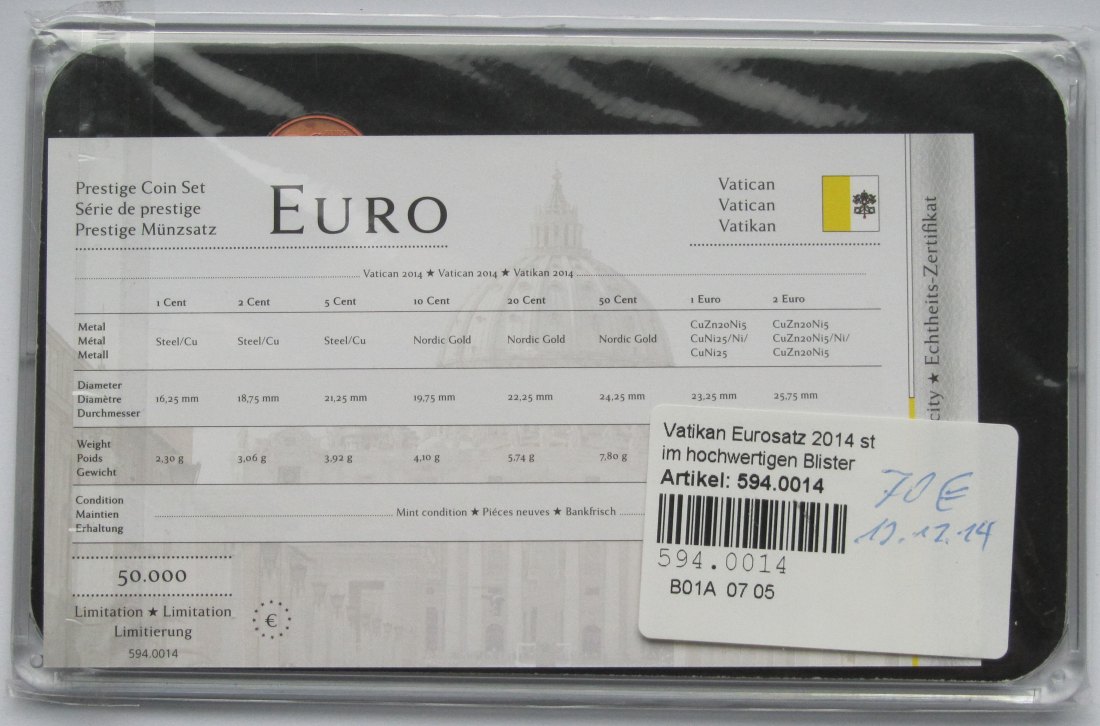  Vatikan: Eurosatz 2014   